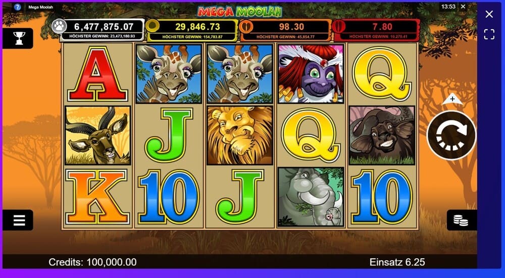 Mega Moolah Slot at Megarush Casino - Unknown Online Casinos