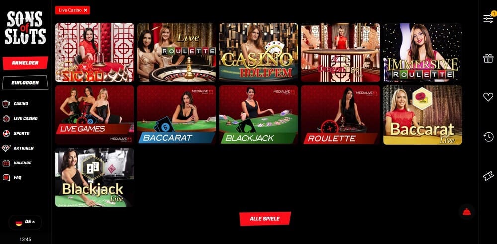 Sons of Slots - Live Casino