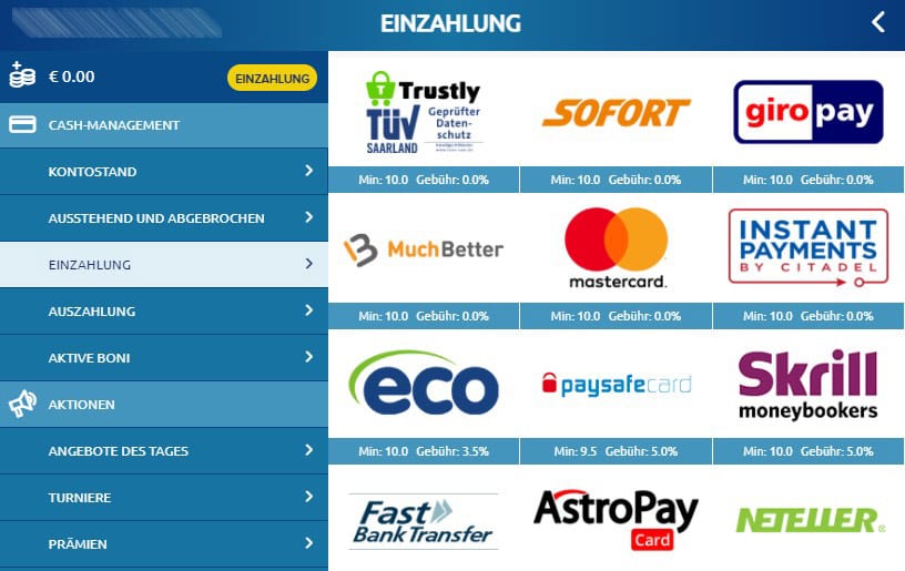 Payment methods at DrückGlück
