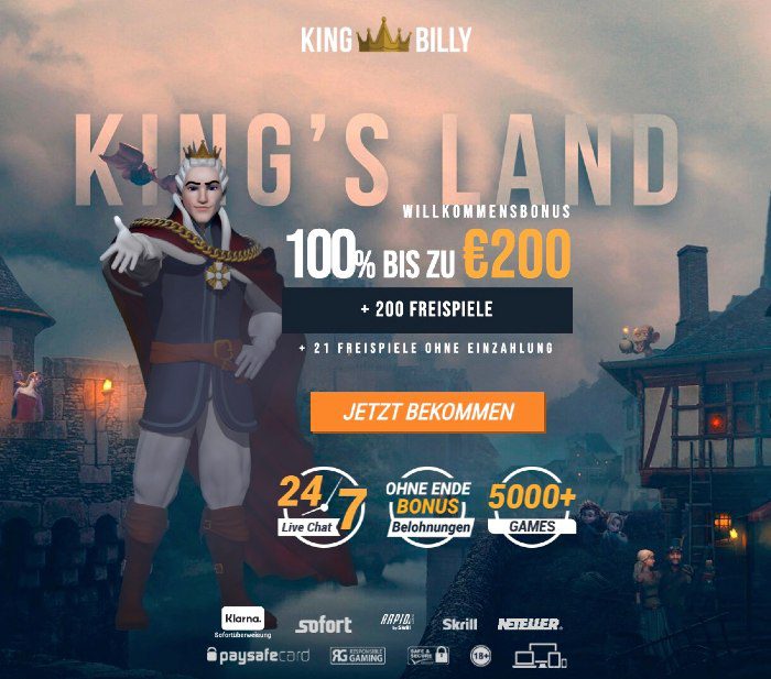 A no deposit welcome bonus at King Billy Casino