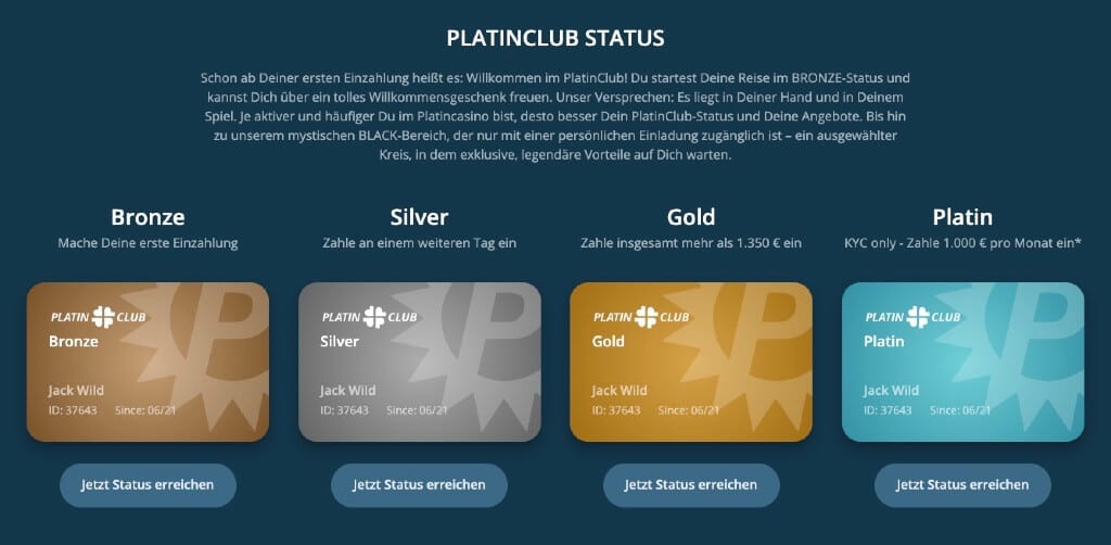VIP Program at Platin Casino